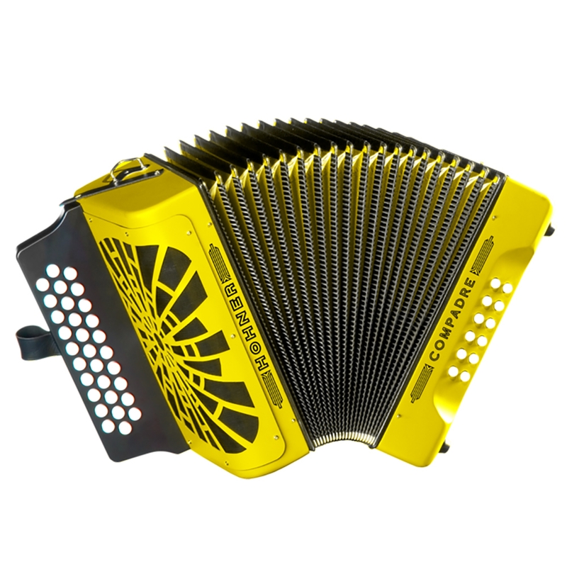 Hohner Compadre 2-Voice 62-Note 3-Row Diatonic Accordion Key of G/C/F - Yellow
