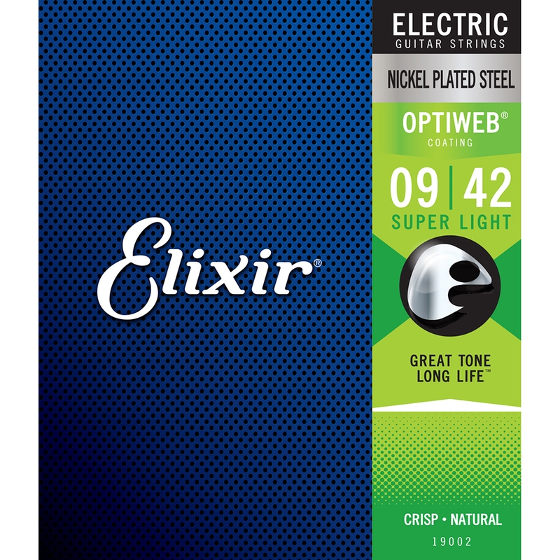 Elixir 19002 Nickel Plated Steel Electric Guitar Strings with OPTIWEB Coating, Super Light (9-42)