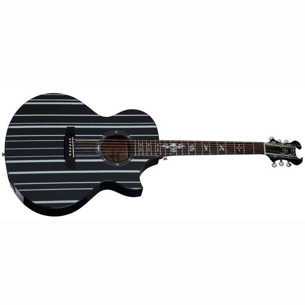 Schecter Syn Ac Ga Sc Synyster Gates Signature Acoustic Electric Guitar Gloss Black With Silver Pinstripes