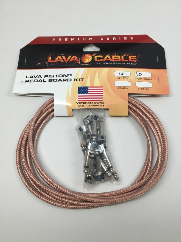Lava Cable LCPTKTR-CL Piston Pedal Board Solder-Free Cable Kit, 10 Right-Angle Plugs, 10 ft - Clear