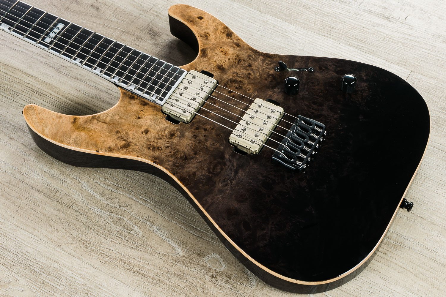 Esp E Ii M Ii Nt Electric Guitar Buckeye Burl Maple Top Black Natural Fade