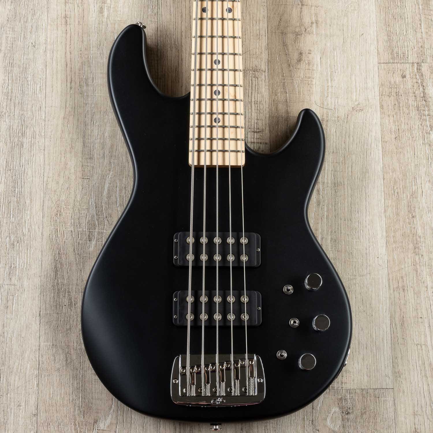 G&L USA L-2500 5-String Bass Guitar, Jet Black Satin Frost, Maple