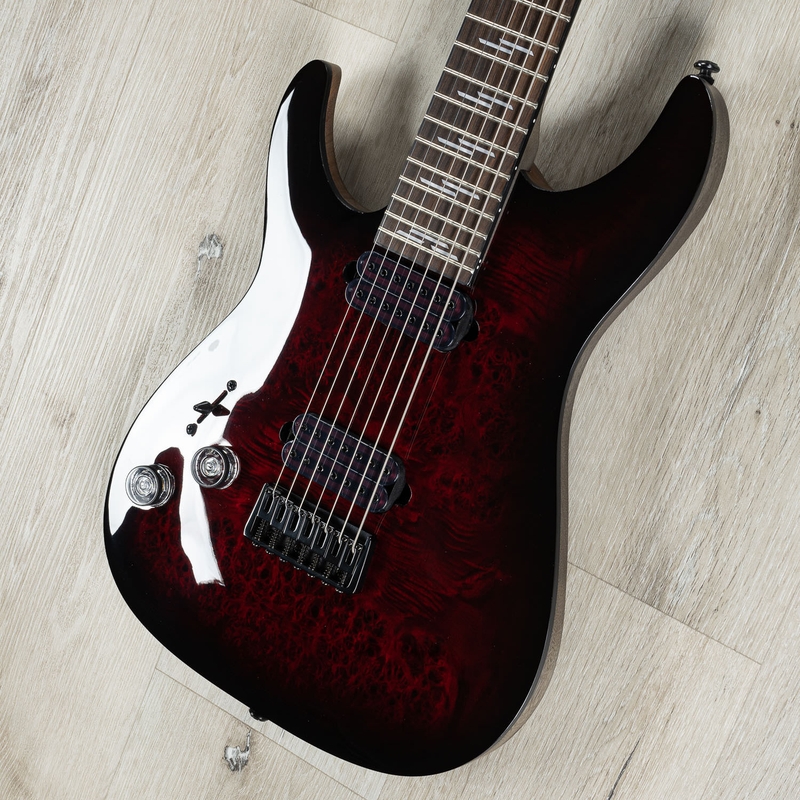 Schecter 2461 Omen Elite 7 L/H 7-String Left Handed Guitar, Black Cherry Burst
