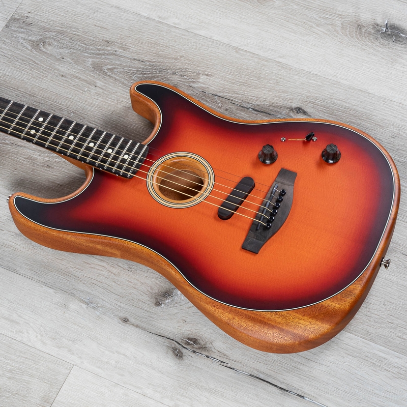 Fender American Acoustasonic Stratocaster Guitar, Ebony Fingerboard, 3 Color Sunburst