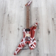 EVH Striped Series Shark Guitar, Pau Ferro Fretboard, Burgundy with Silver Stripes
