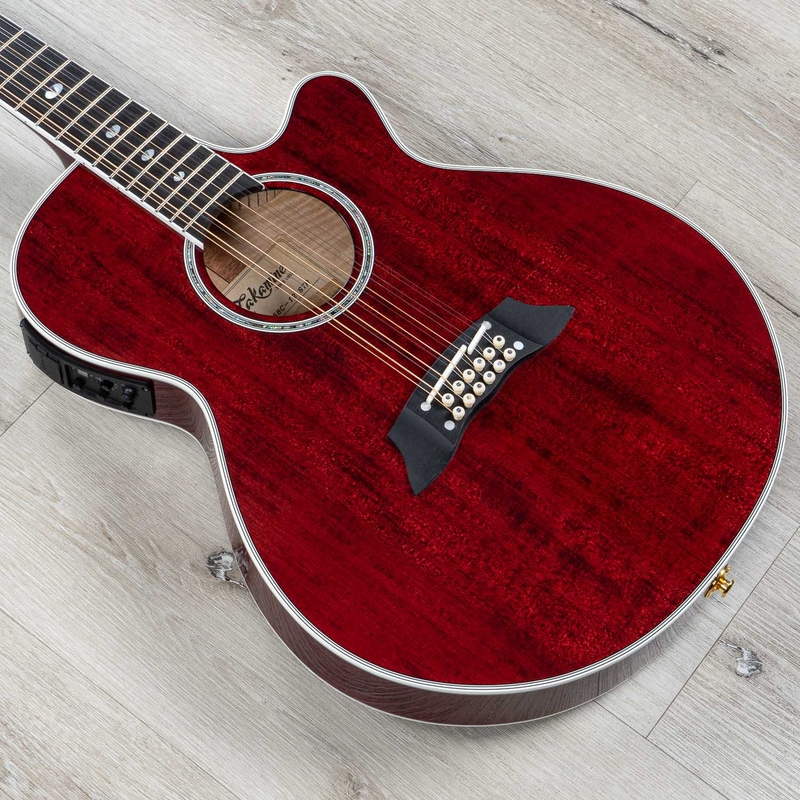 Takamine TSP158C-12 STR Acoustic Electric 12-String Guitar with Case- See-Through Red