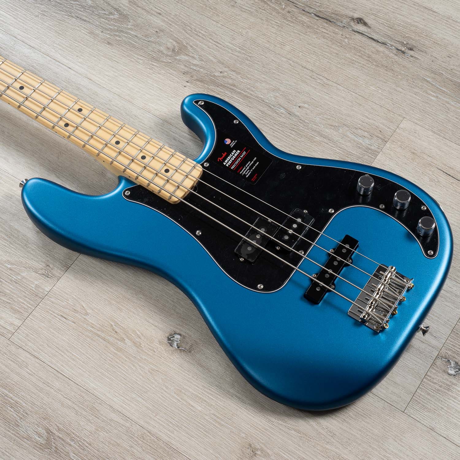 Fender American Performer Precision Bass P-Bass, Maple Fingerboard, Satin  Lake Placid Blue