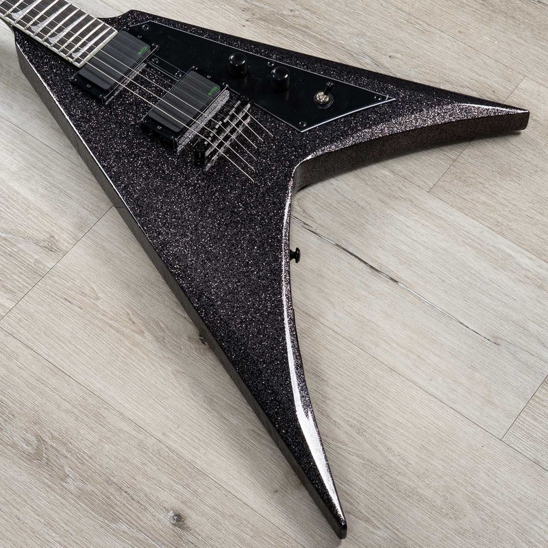 ESP LTD KH-V Kirk Hammett Signature Guitar, Ebony Fingerboard, Black Sparkle