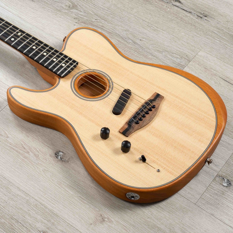 Fender American Acoustasonic Telecaster Guitar, Left-Handed, Ebony Fingerboard, Natural