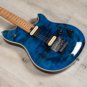 peavey hp 2 poplar burl rm guitar roasted maple fretboard transparent blue
