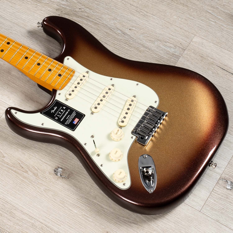 Fender American Ultra Stratocaster Left-Hand Guitar, Maple Fretboard, Mocha Burst