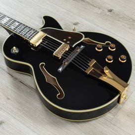ibanez gb10 george benson signature hollowbody guitar bound ebony fretboard spruce top black
