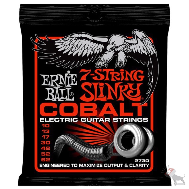 Ernie Ball 2730 Cobalt 7-String Slinky Skinny Top Heavy Bottom Electric Guitar Strings (10-62)