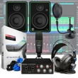 PreSonus Audiobox 96 Black 24 Bit Podcasting Recording Studio Bundle + Monitors + Desk Stand