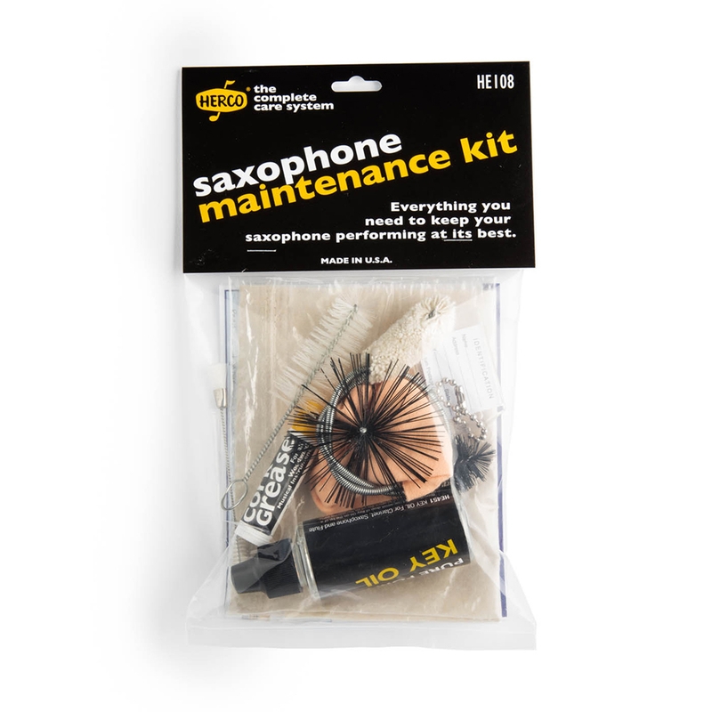 Herco HE108 Saxophone Maintenance Kit | Swab, Cleaner, Cloth, Key Oil, etc
