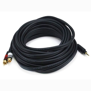 monoprice 5601 premium 3 5mm stereo male to 2rca male 22awg black cable gold plated 25 ft