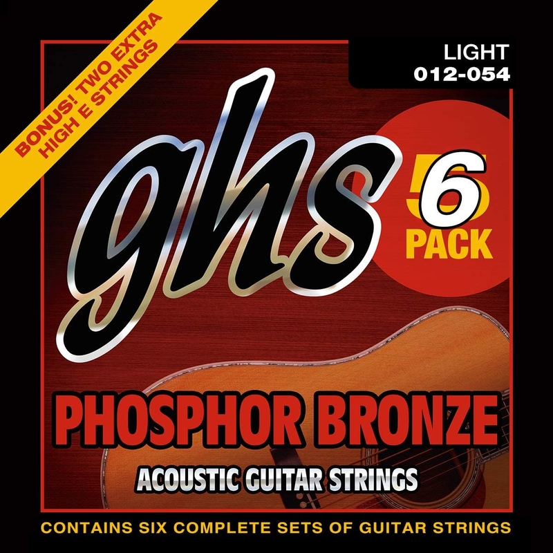 5 Sets of GHS S325 Phosphor Bronze Light Acoustic Guitar Strings (12-54)