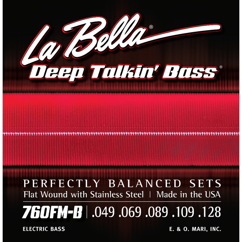 La Bella 760FM-B Deep Talkin' Bass Strings, 5-String, Stainless Steel Flat Wound, Medium (49-128)