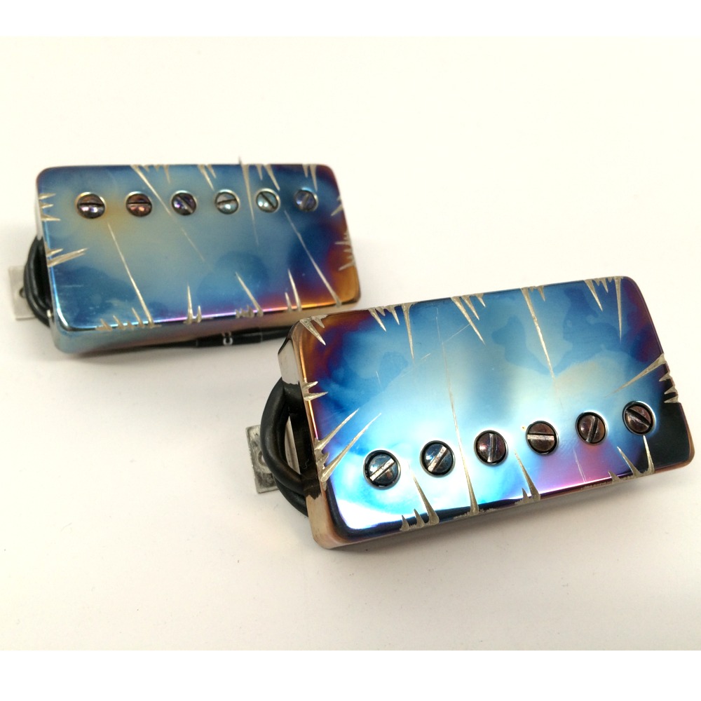 Bare Knuckle Nailbomb 6 String Calibrated Humbucker Set 50mm Long Leg Alnico V Bridge Burnt Chrome Battleworn Covers With Nickel Screws