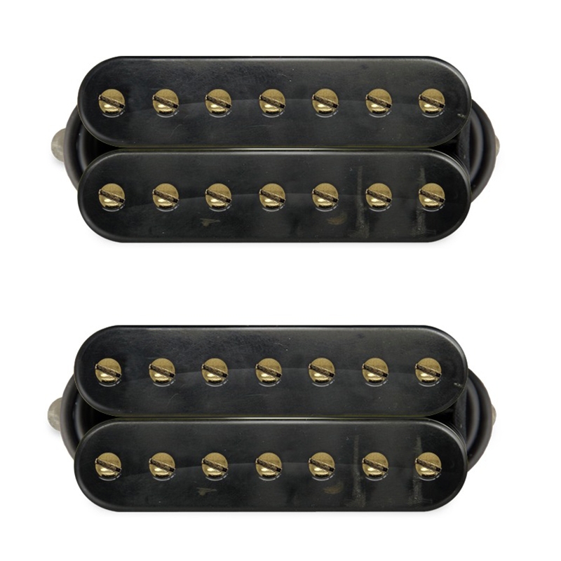Bare Knuckle Aftermath 7-String Guitar Pickup Set, Open Aged Black w/ Gold Screws