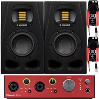 ADAM Audio A4V 4-Inch Active Studio Monitor Speaker Pair w/ Focusrite Clarett+ 2Pre, Cables