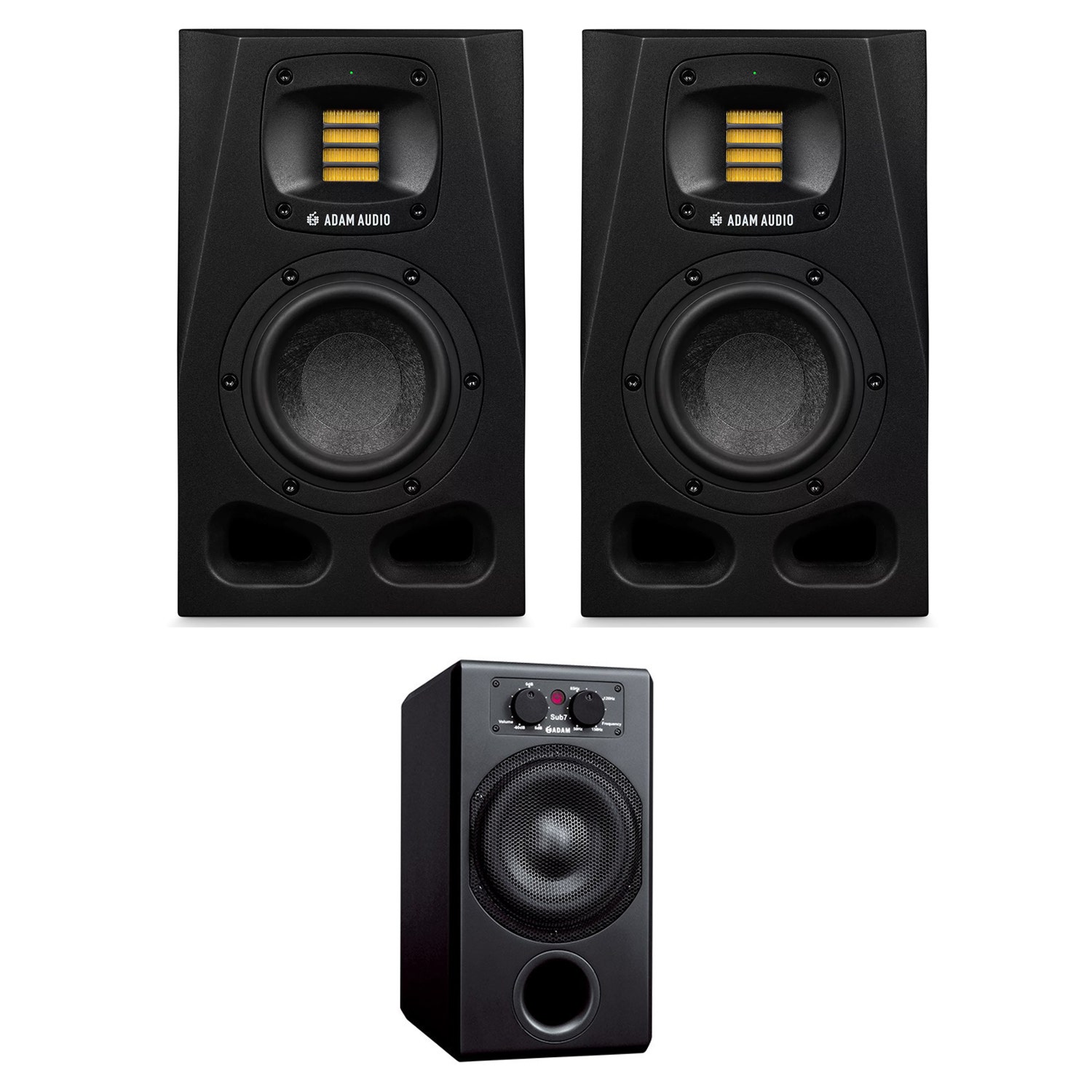 Adam A4V 4-Inch Active Studio Monitor Speaker Pair w/ SUB7 Subwoofer