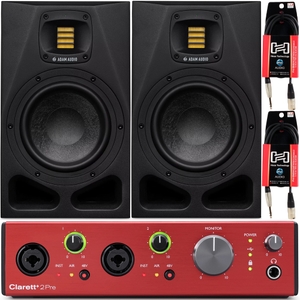 adam a7v 7 inch active studio monitor speaker pair w focusrite clarett 2pre cables bu adam a7v 2