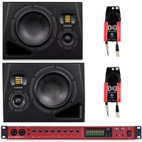 ADAM Audio A8H 8-Inch Studio Monitor Speaker Pair w/ Focusrite Clarett+ 8Pre & Cables