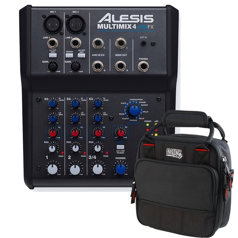 Alesis MultiMix 4 USB FX 4-Channel Mixer with Gator Mixer Bag