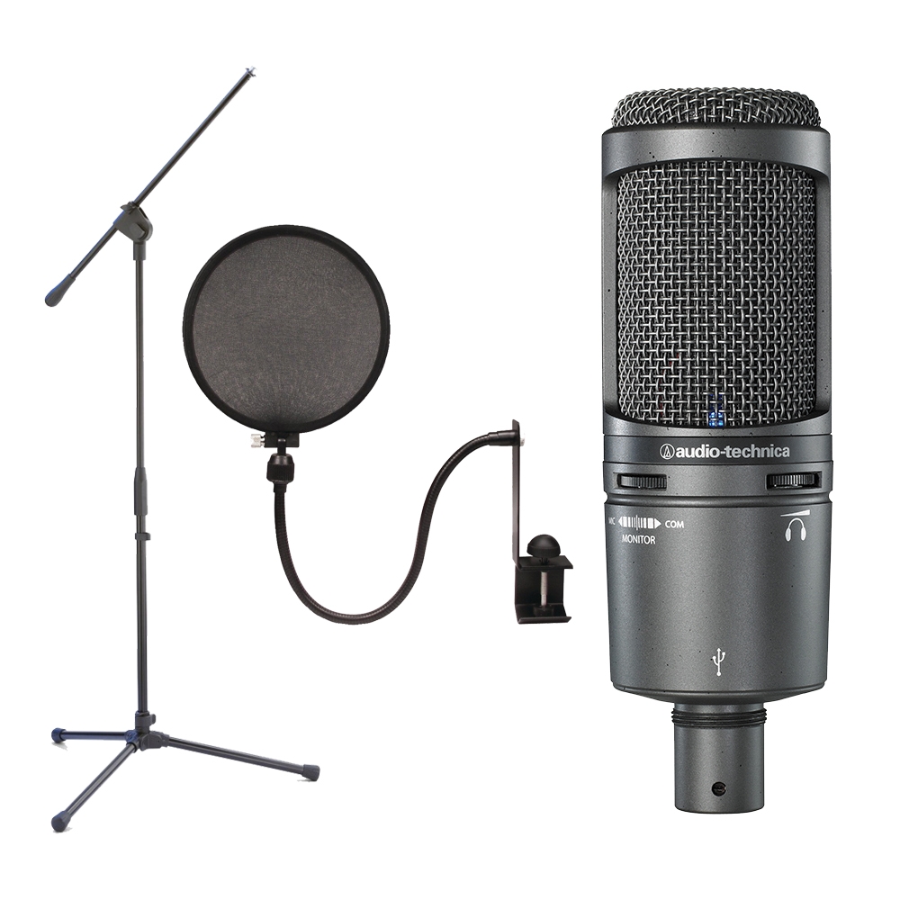 morgenmad Nedgang tilskadekomne Audio Technica AT2020USB+ Plus Condenser Microphone with Boom Stand and Pop  Filter