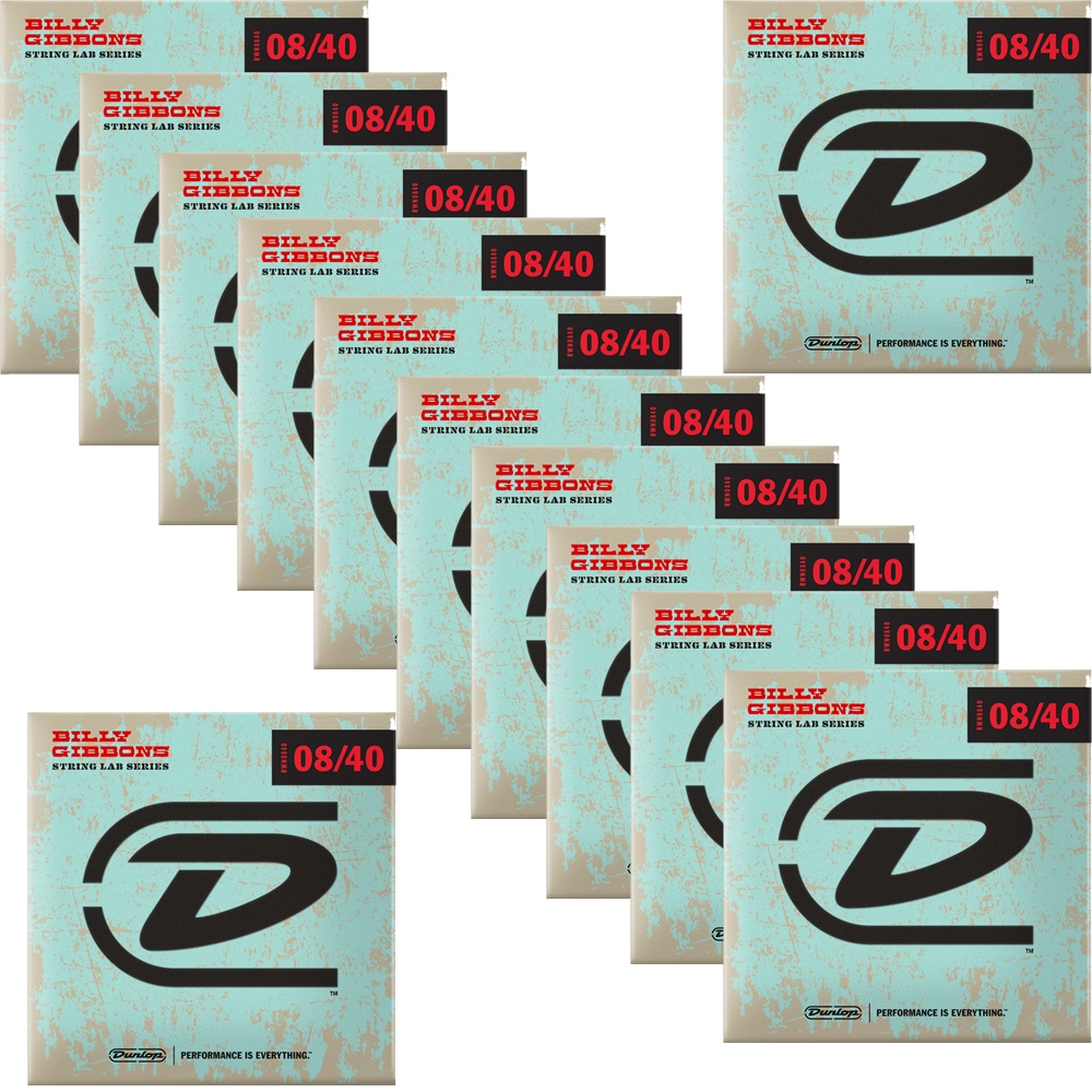 12 Pack Dunlop Rwn0840 Billy Gibbons Icon Signature Nickel Electric Guitar Strings 8 40