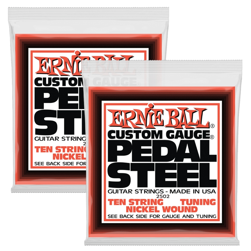2-Pack of Ernie Ball 2502 Pedal Steel 10-String E9 Tuning Nickel Wound Guitar Strings, 13-38