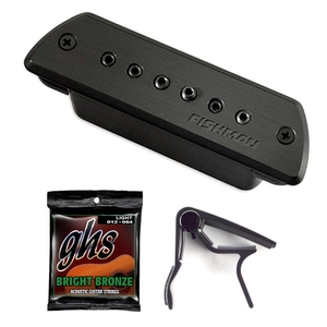 Fishman PRO-BLK-STK Blackstack Acoustic Soundhole Pickup with Strings and Capo