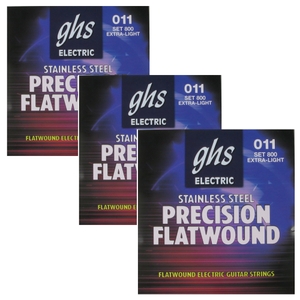 3 Sets of GHS 800 Precision Flats Flatwound Extra Light Electric Guitar Strings (11-46)