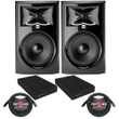 JBL 308P MkII Powered Studio Monitor Pair with Isolation Pads and XLR Cables