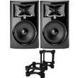 JBL 308P MkII Powered Studio Monitor Pair with IsoAcoustics ISO-200 Isolation Stands
