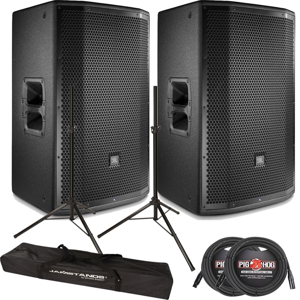 Jbl Prx815w 15 2 Way Active Pa Speaker Pair With Stands And Cables