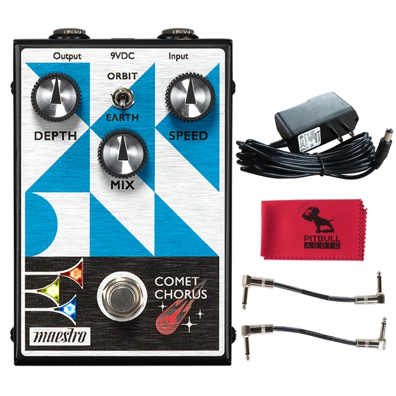 Maestro Electronics Comet Chorus Guitar Effects Pedal w/ Power Supply, Patch Cables & Cloth