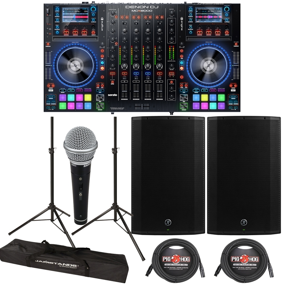 Denon Dj Mcx8000 Dj Player Controller Mackie Thump 15a 1300w 15 Powered Speakers