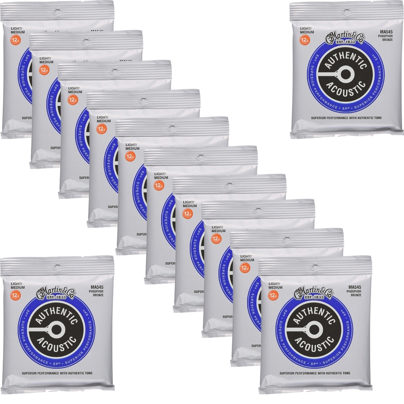 12-Pack Martin MA545 Authentic Acoustic SP 92/8 Phosphor Bronze Guitar Strings, 12.5-55