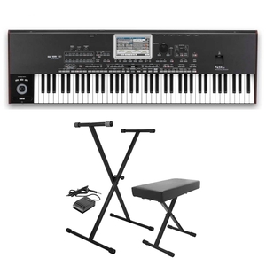 Korg PA3XLE 76-Key Professional Arranger Keyboard with Stand, Bench, & Sustain Pedal