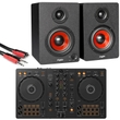 Pioneer DDJ-FLX4 DJ Controller w/ Headliner HD3 Speakers & Stereo Interconnect Cable