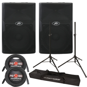 Peavey PVXp 12 2-Way Active PA Speaker Pair with Stands and Cables