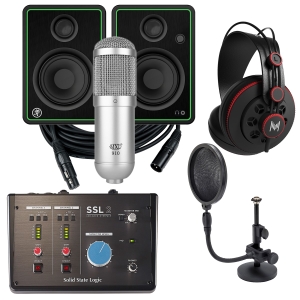 solid state logic ssl 2 podcasting home recording bundle mxl microphone monitors