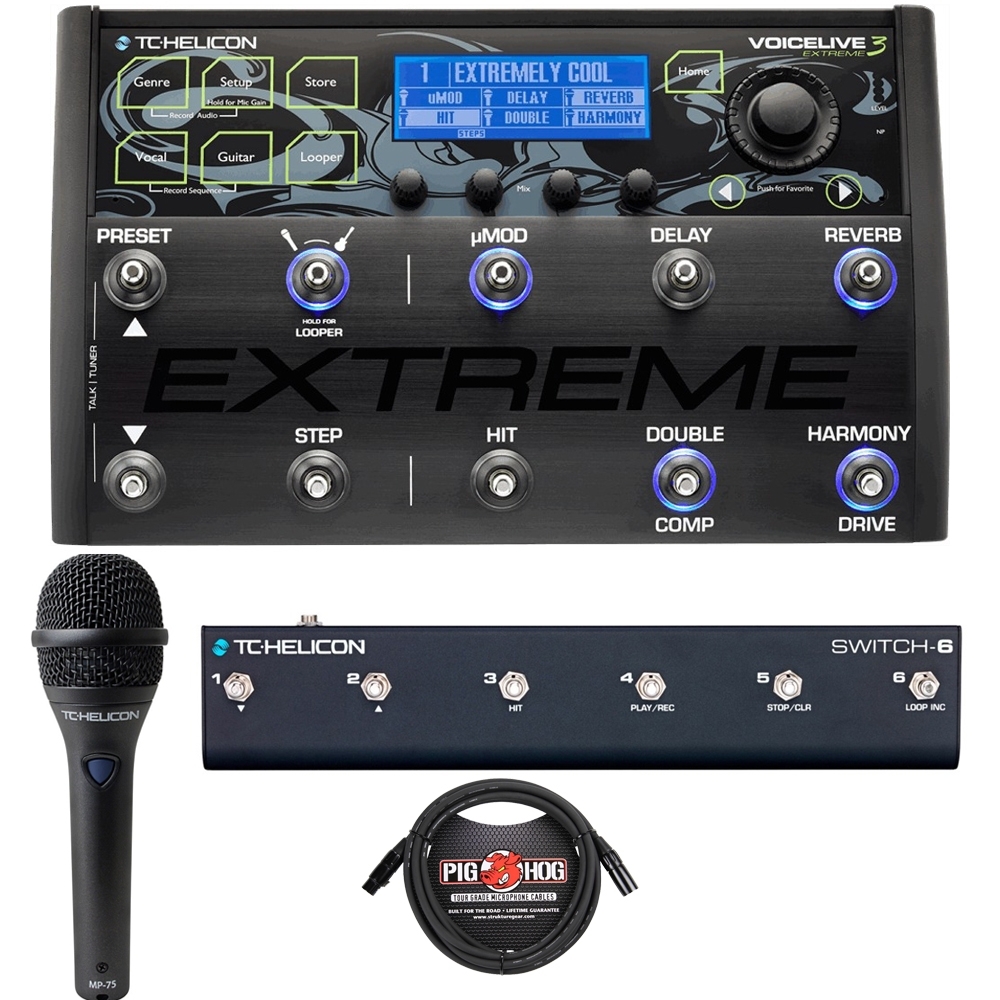 Tc Helicon Voicelive 3 Extreme Vocal Guitar Fx Processor With Switch 6 Mp75 Mic Cable