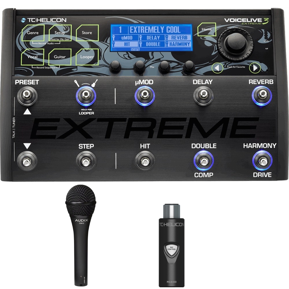 Tc Helicon Voicelive 3 Extreme Effects Processor With Mca100 Adapter And Audix Om2 Microphone