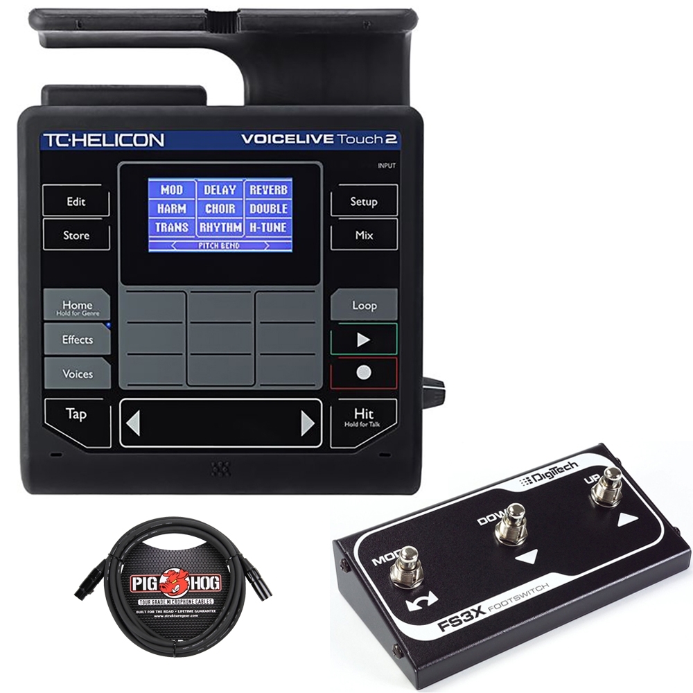 Tc Helicon Voicelive Touch 2 Vocal Effects Processor With Digitech Fs3x Footswitch And Cable
