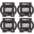 4-Pack of Tourtek TI20 1/4" Instrument Cables, 20ft, Straight-Straight Connectors