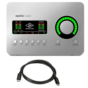 universal audio apollo solo thunderbolt 3 audio interface heritage edition with thunderbolt 3 cable