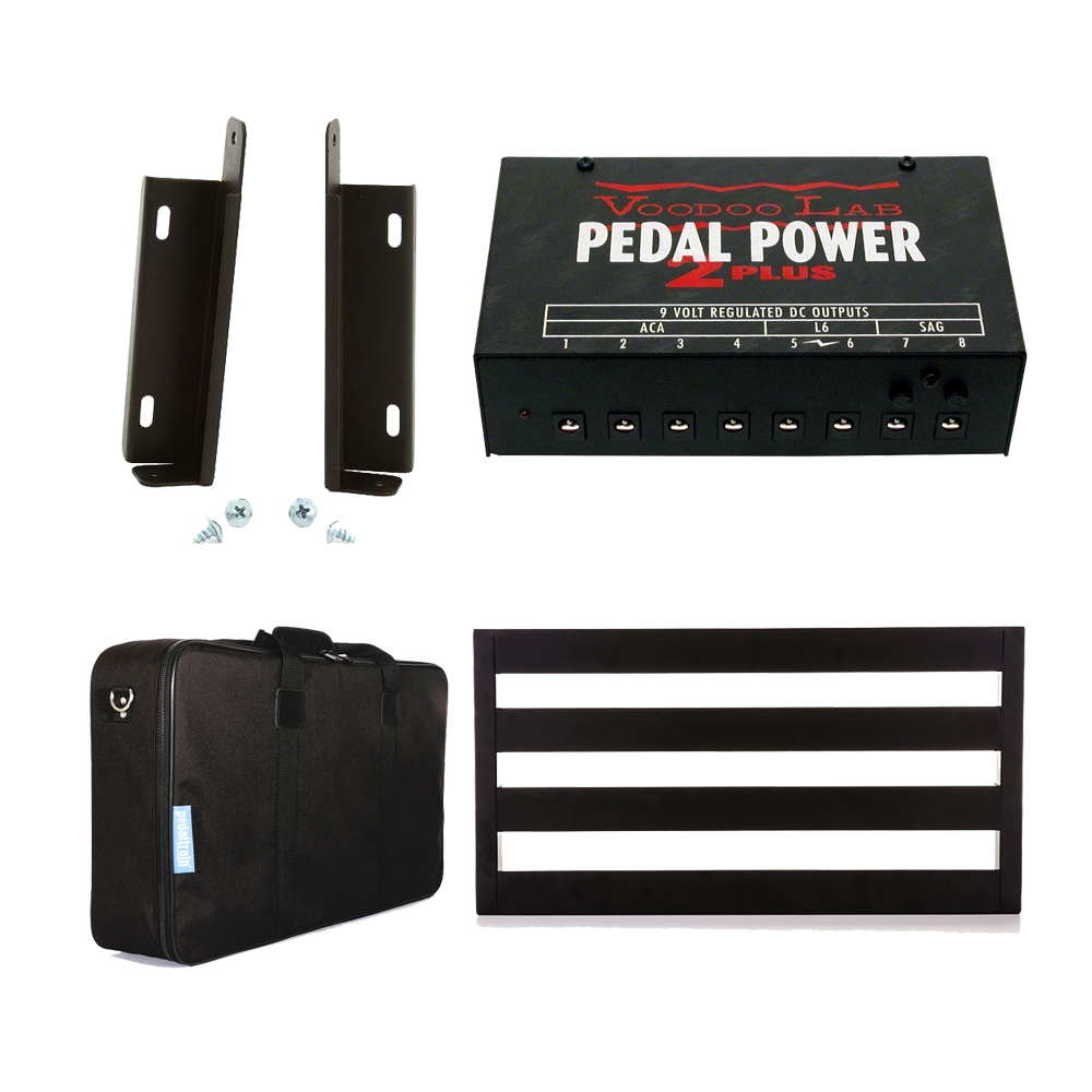 Pedaltrain Classic 2 Pedaboard with Voodoo Lab Mounting Kit, Pedal Power 2  Plus Power Supply, & Soft Case